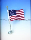 Chromovaný držák vlajky s vlajkou USA